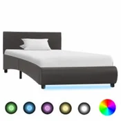 Vidaxl Posteljni okvir LED sivo umetno usnje 100x200 cm