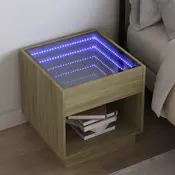 Vidaxl vidaXL Nočna omarica Infinity z LED, hrast sonoma, 50x50x50 cm