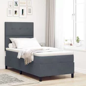 vidaXL vidaXL Box Spring postelja z vzmetnico temno siva 90x200 cm žamet, (22052285)