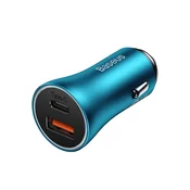 Baseus Golden Contactor Max 60W brzi punjac za automobil, USB tip-A + USB tip-C, plava CGJM000103