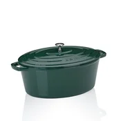 Kela Ponev KL-12903 litinový s poklicí Calido oválný smaragdově zelená 36x29x15cm 9,3l
