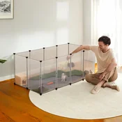 Songmics Otroška ograja za hišne ljubljenčke 145x72x57 cm Bela