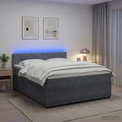 vidaXL Postelja boxspring z vzmetnico Temno siva 140 x 200 cm Žamet