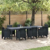 vidaXL Vrtna miza Antracit 300x100x73 cm Poli Ratan