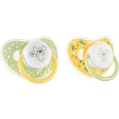 Silikonske dude varalice Lorelli Baby Care - S poklopcem, 6m+, 2 komada, Yellow/Green