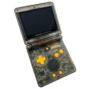 Obnovljen Nintendo Game Boy Advance SP IPS V4, novo prozorno-črno ohišje + 2 leti garancije
