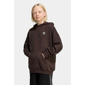 ADIDAS ORIGINALS Majica Loose Fleece Hoodie  čokolada / bela