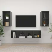 Zidni TV ormarici 4 kom visoki sjaj sivi od konstruiranog drva