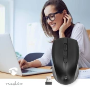 Nedis Miška | Brezžično | 800/1200/1600 dpi | Nastavljiv DPI | Število gumbov: 4 | Obe roki