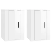 vidaXL Stenska TV omarica 2 kosa visok sijaj bela 40x34,5x60 cm