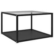Vidaxl Klubska mizica prozorna in črna 60x60x35 cm kaljeno steklo