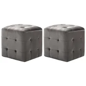 Vidaxl Tabure 2 kosa siv 30x30x30 cm žametno blago