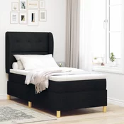 vidaXL vidaXL Postelja s vzmetnicami Črna 90x200 cm Tkanina, (22052773)