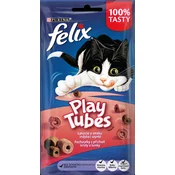 slomart FELIX Play Tubes s puranom in šunko - suha hrana za mačke, 50 g, zdravi prigrizki za mlade mačke, brez umetnih barvil