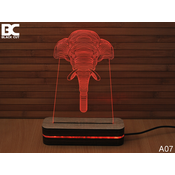 Black Cut 3D Lampa Slon, Crvena