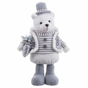 Božicni ukras Bijela Siva Metal Materijal Polarni medvjed 20 x 10 x 33 cm