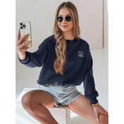 Bluza damska oversize z haftem SOFTSLON granatowa Dstreet