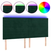 Vidaxl LED posteljno vzglavje temno zeleno 180x5x118/128 cm žamet
