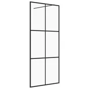 Vidaxl Pregrada za tuš s prozornim ESG steklom 80x195 cm črna
