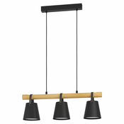 EGLO viseca lampa BOYLE 3xE27 78 cm crna drvo koža 43636