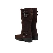 Jahalni škornji Tommy Jeans Tjw Brushed Suede Biker Boots EN0EN03110 Temno rjava