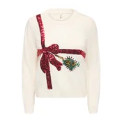 ONLY Pulover ONLXmas svetlo zelena / rdeča / bela / volneno bela