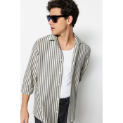 Trendyol Limited Edition Navy Blue Regular Fit Striped Textured Shirt