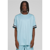 Mens Oversized Stripes Mesh T-Shirt - Ocean Blue