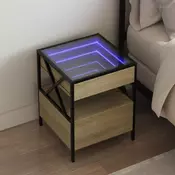 Vidaxl vidaXL Nočna omarica Infinity z LED, hrast sonoma, 40x40x51 cm