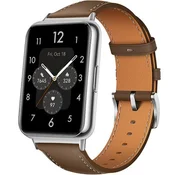 GS Usnjen pašček za Huawei Watch Fit 2, s šivi, rjav