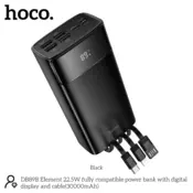 Hoco Zunanja baterija powerbank BD89B 30000 mAh Fast Charge 22,5W za Samsung, Apple s kabli - črna
