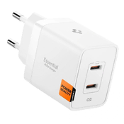 slomart Spigen Essential EE472EU omrežni polnilec z 2 priključkoma USB-C 47W - bela