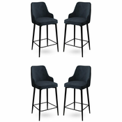 HANAH HOME Set 4 barske stolice Enox Anthracite Black