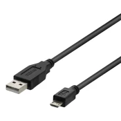 DELTACO USB-A 2.0 na USB Micro-B Kabel, 5-pinski, 1m, Crni