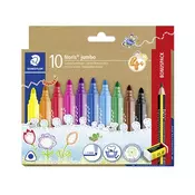Komplet markerjev z grafitnim svinčnikom in radirko, 3 mm, trikotni, STAEDTLER Noris® jumbo 328, 10+1 različnih barv, 12 kosov