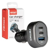 shumee Hitri avtomobilski polnilec 85W QC3.0 PD65W PD20W 2x USB-C 1x USB-A AMIO-04177