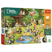 Trefl - Puzzle Išči in najdi: Mačji svet - 100 kosov