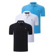TRIPLE SET T8561 DEWBERRY MENS T-SHIRT-BLACK-WHITE-BLUE
