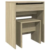 Vidaxl Toaletna mizica in stolček sonoma hrast 60x40x113,5 cm