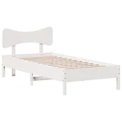Vidaxl Posteljni okvir brez vzmetnice bel 90x190 cm trdna borovina