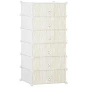 HOMCOM Modularna prostorsko varčna omara za čevlje s 6 škatlami 45x35x17 cm, kubične škatle iz plastike PP in jekla, 49x36.5x108 cm, bela