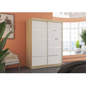 Garderobna omara z drsnimi vrati Luft - 150 cm - sonoma hrast/bela