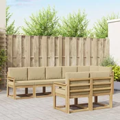 Set vanjskih sofa 8 kom. Bijela i bež Poliester