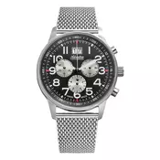 Muški adriatica aviation hronograf crni srebrni sportsko elegantni rucni sat sa srebrnim pancir kaišem ( a1076.5124ch )