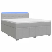 vidaXL Postelja boxspring z vzmetnico Svetlo siva 140 x 190 cm Blago