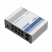 Stikalo Giga 08x RJ45 8x PoE 2x SPF 240W DIN Teltonika Mini kov. ohišje TSW200