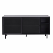 Črna kovinska komoda z drsnimi vrati 160x75x46 cm Veep – Unique Furniture