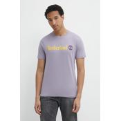 Pamucna majica Timberland za muškarce, boja: ljubicasta, s tiskom, TB0A5UPQEG71