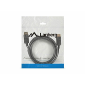 LANBERG prikljucni kabel DisplayPort 1.2 M/M, 4K@60Hz, dužina 3m, crni, sa zasunom, pozlaceni konektori