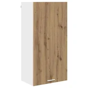 Vidaxl Viseča omarica z vrati Artisan hrast in bela 50 x 31 x 100 cm